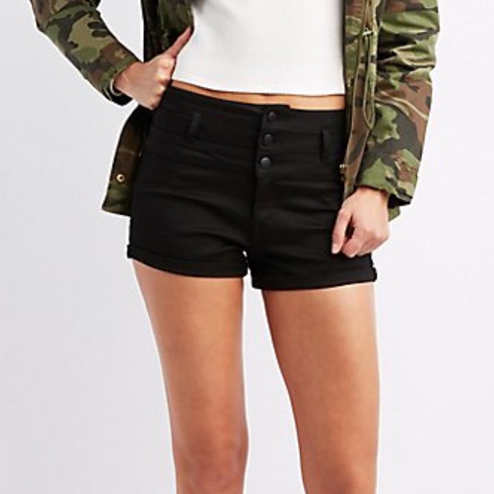 2 high waisted jean shorts